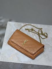 Saint Laurent Gaby Phone Holder YSL Crossbody Bag in Quilted Smooth Leather brown size 19x10x4.5cm - 6