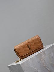Saint Laurent Gaby Phone Holder YSL Crossbody Bag in Quilted Smooth Leather brown size 19x10x4.5cm - 3