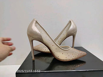 Christian Louboutin Follies Mesh and Suede Light Silk Pumps