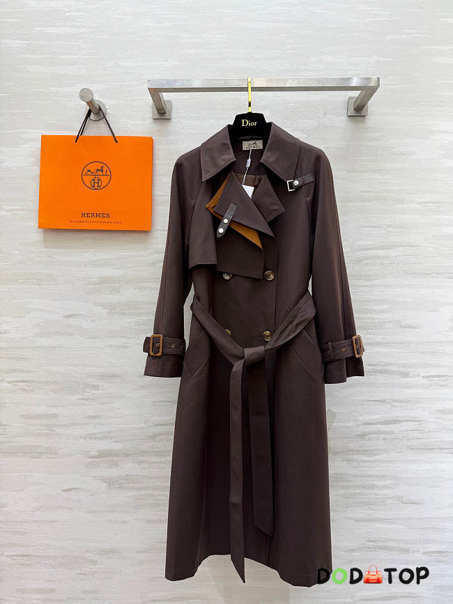 Hermes Long Collared Trench Coat red - 1
