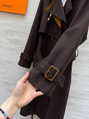 Hermes Long Collared Trench Coat red - 4