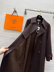 Hermes Long Collared Trench Coat red - 3