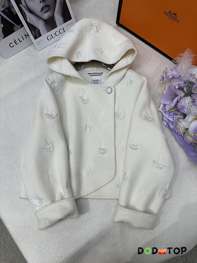 Hermes cashmere short coat white - 1