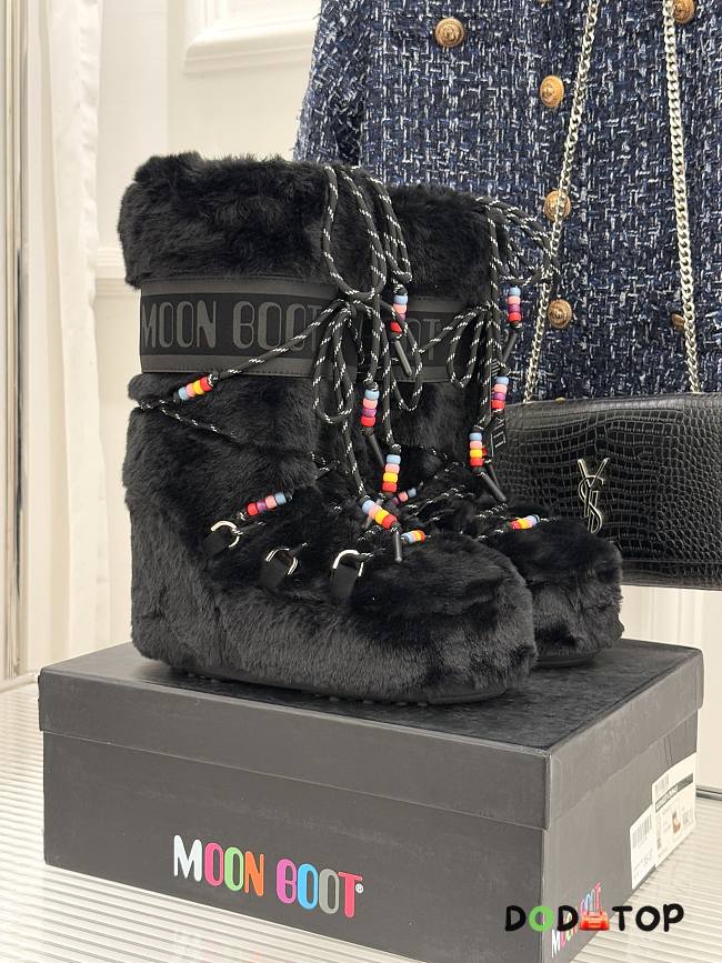 Moon Boot Icon Faux-Fur Boot Black Beads - 1
