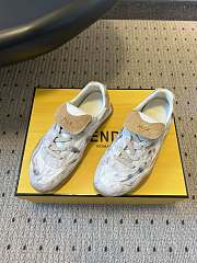 Fendi Wave Pulse Low-cut shoes in white fabric and beige calfskin-effect leather - 5