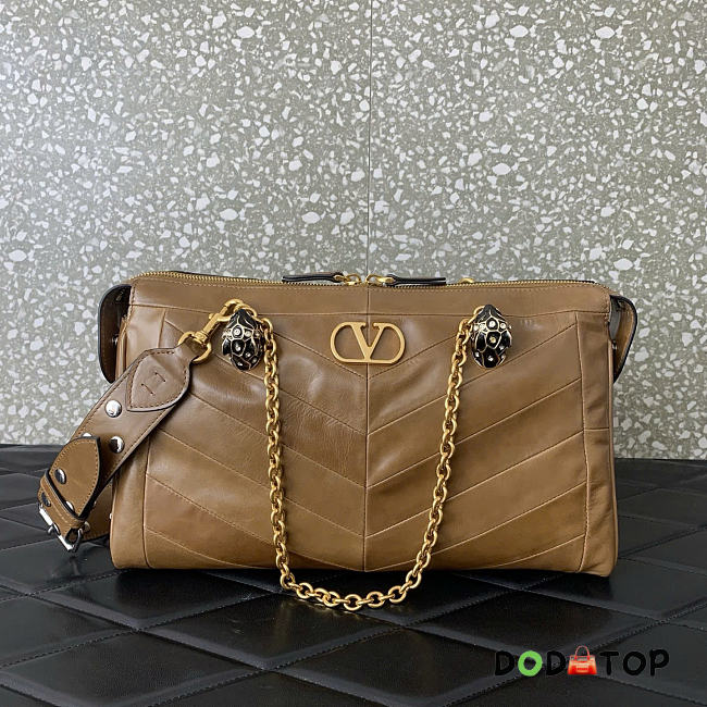 Valentino Garavani Panthea leather brown shoulder bag size 33x 19.5 x9cm  - 1
