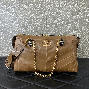 Valentino Garavani Panthea leather brown shoulder bag size 33x 19.5 x9cm 