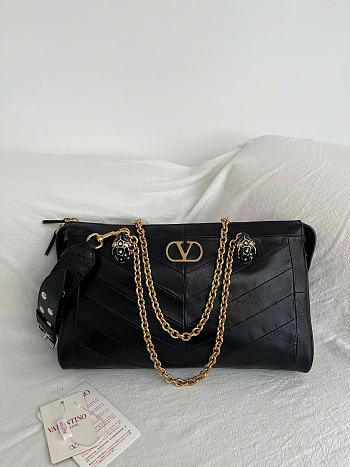 Valentino Garavani Panthea leather black shoulder bag size 33x 19.5 x9cm