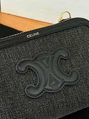 Celine Triumph Denim Leather Chain Pouch dark gray size 16.5x11x8cm - 5