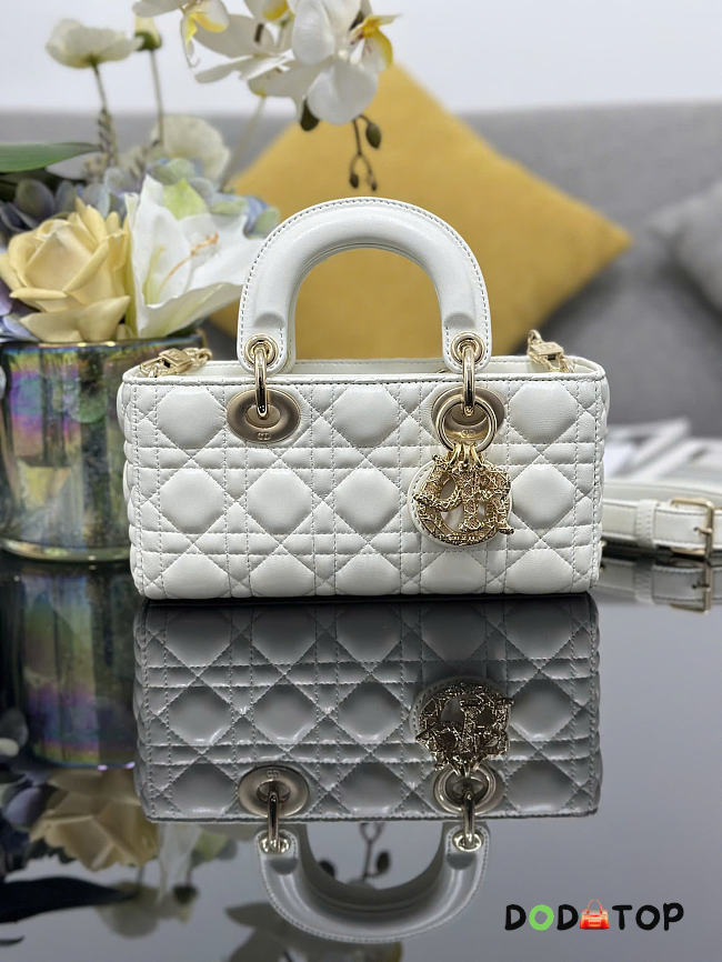 Dior Small Lady D-Joy Bag Ivory Cannage Lambskin bag size 22 x 12 x 6cm - 1