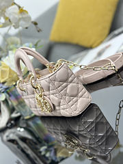 Dior Small Lady D-Joy Bag Ivory pink Cannage Lambskin bag size 22 x 12 x 6cm - 6