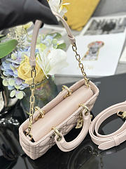 Dior Small Lady D-Joy Bag Ivory pink Cannage Lambskin bag size 22 x 12 x 6cm - 5