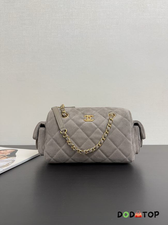 Chanel 25k Bag gray Suede 24x15.5x11.5cm - 1