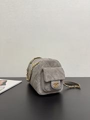 Chanel 25k Bag gray Suede 24x15.5x11.5cm - 3