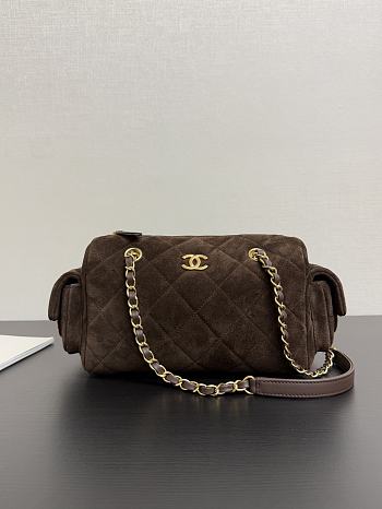 Chanel 25k Bag brown Suede 24x15.5x11.5cm