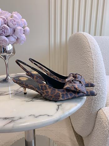 Saint Laurent Dakota Slingback Pumps in Satin Crepe 5cm, Leopard print