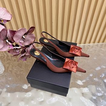 Saint Laurent Dakota Slingback Pumps in Satin Crepe 5cm, brown