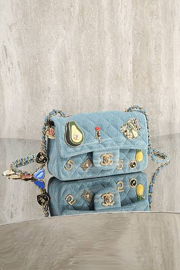 Chanel denim bag size 20cm