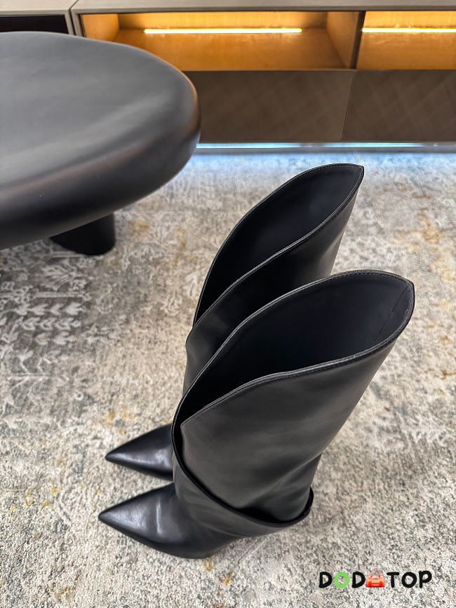 Balmain Leather Twist Knee-High Boots black - 1