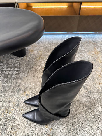 Balmain Leather Twist Knee-High Boots black