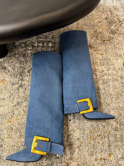 Balmain Leather Twist Knee-High Boots denim - 6