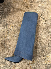 Balmain Leather Twist Knee-High Boots denim - 5