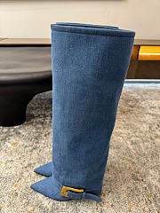 Balmain Leather Twist Knee-High Boots denim - 4