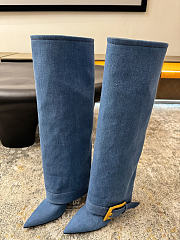 Balmain Leather Twist Knee-High Boots denim - 2