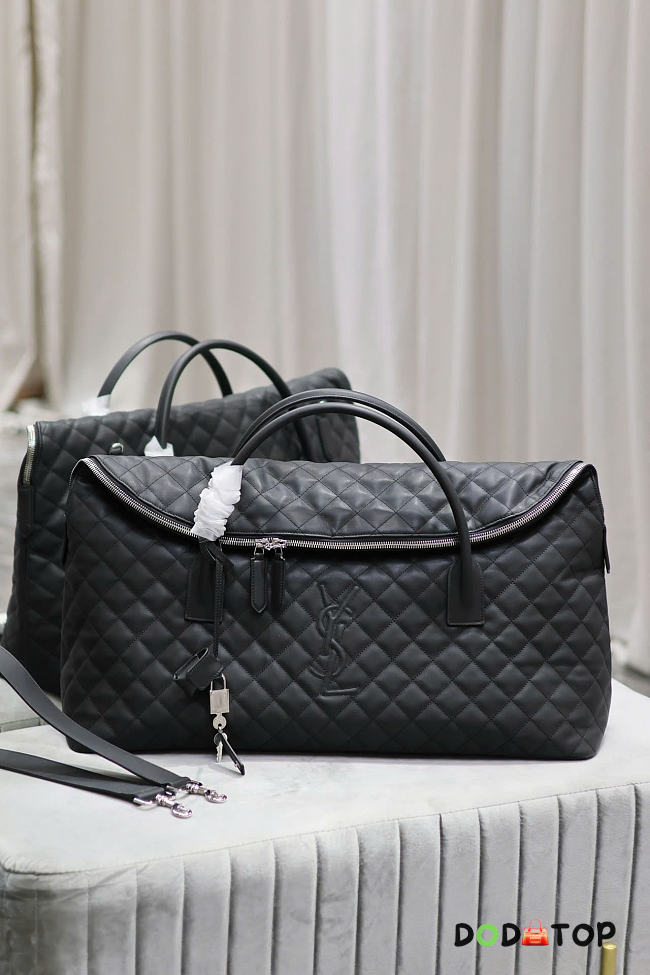 YSL ES Giant Travel Bag Black silver lock Size 56×50×19cm - 1