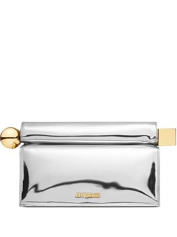 Jacquemus Rond Carré Clutch silver size 27.7x13x17cm