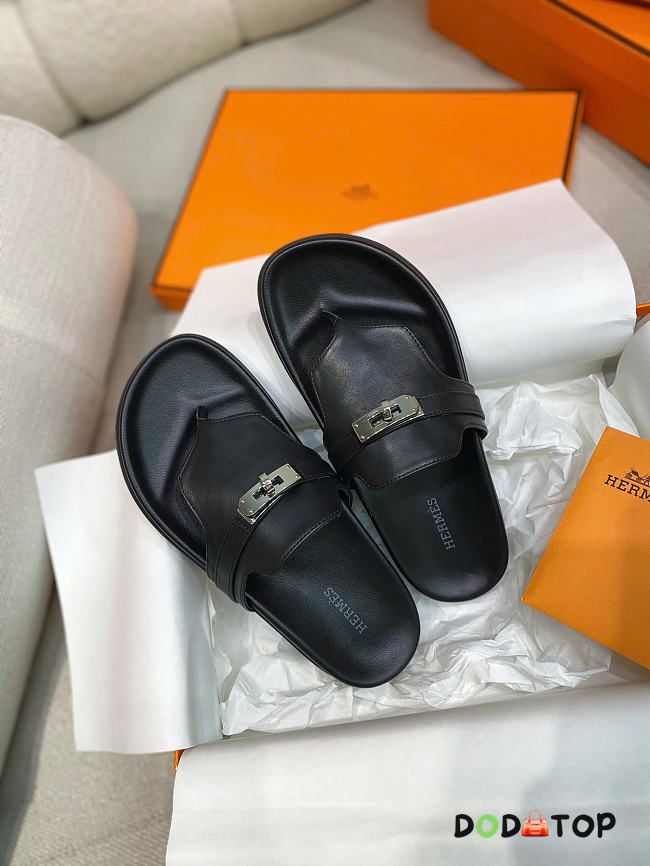 Hermes Kelly sandals black  - 1