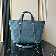 Chanel shopping Tote Bag blue denim 45x28x17cm  - 4