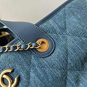 Chanel shopping Tote Bag blue denim 45x28x17cm  - 2
