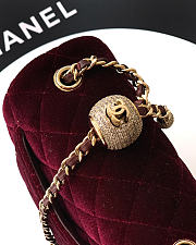 Chanel Flap Bag red Velvet 18cm - 4