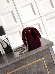 Chanel Flap Bag red Velvet 18cm - 3