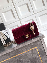 Chanel Flap Bag red Velvet 20cm - 1