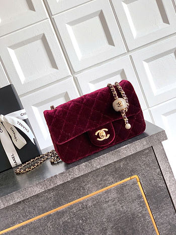 Chanel Flap Bag red Velvet 20cm