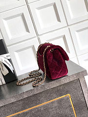 Chanel Flap Bag red Velvet 20cm - 2