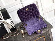 Chanel Flap Bag Purple  Velvet 18cm  - 3