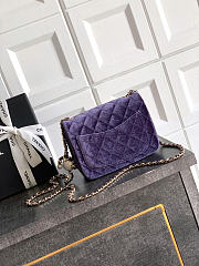 Chanel Flap Bag Purple  Velvet 18cm  - 2