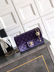 Chanel Flap Bag Purple Velvet 20cm - 1