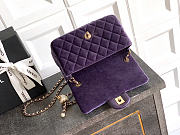 Chanel Flap Bag Purple Velvet 20cm - 6