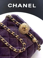 Chanel Flap Bag Purple Velvet 20cm - 3