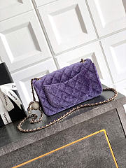 Chanel Flap Bag Purple Velvet 20cm - 2