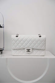 Chanel Classic Flap CF white caviar silver hardware Size 25cm - 1