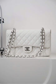 Chanel Classic Flap CF white caviar silver hardware Size 25cm - 4