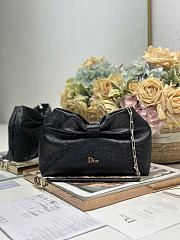 Dior Small Bow Bag Black Clover Embroidered 26x16x10cm - 1