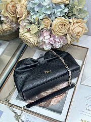 Dior Small Bow Bag Black Clover Embroidered 26x16x10cm - 3