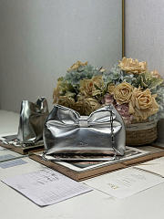 Dior Small Bow Bag Silver Clover Embroidered 26x16x10cm - 1