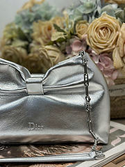 Dior Small Bow Bag Silver Clover Embroidered 26x16x10cm - 4